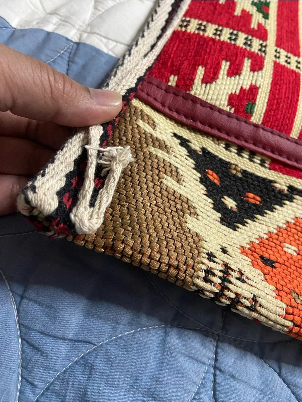 Multicolor Ethnic Tribal Aztec Slim Le HandMade Woven Tapestry KILIM Shoulder